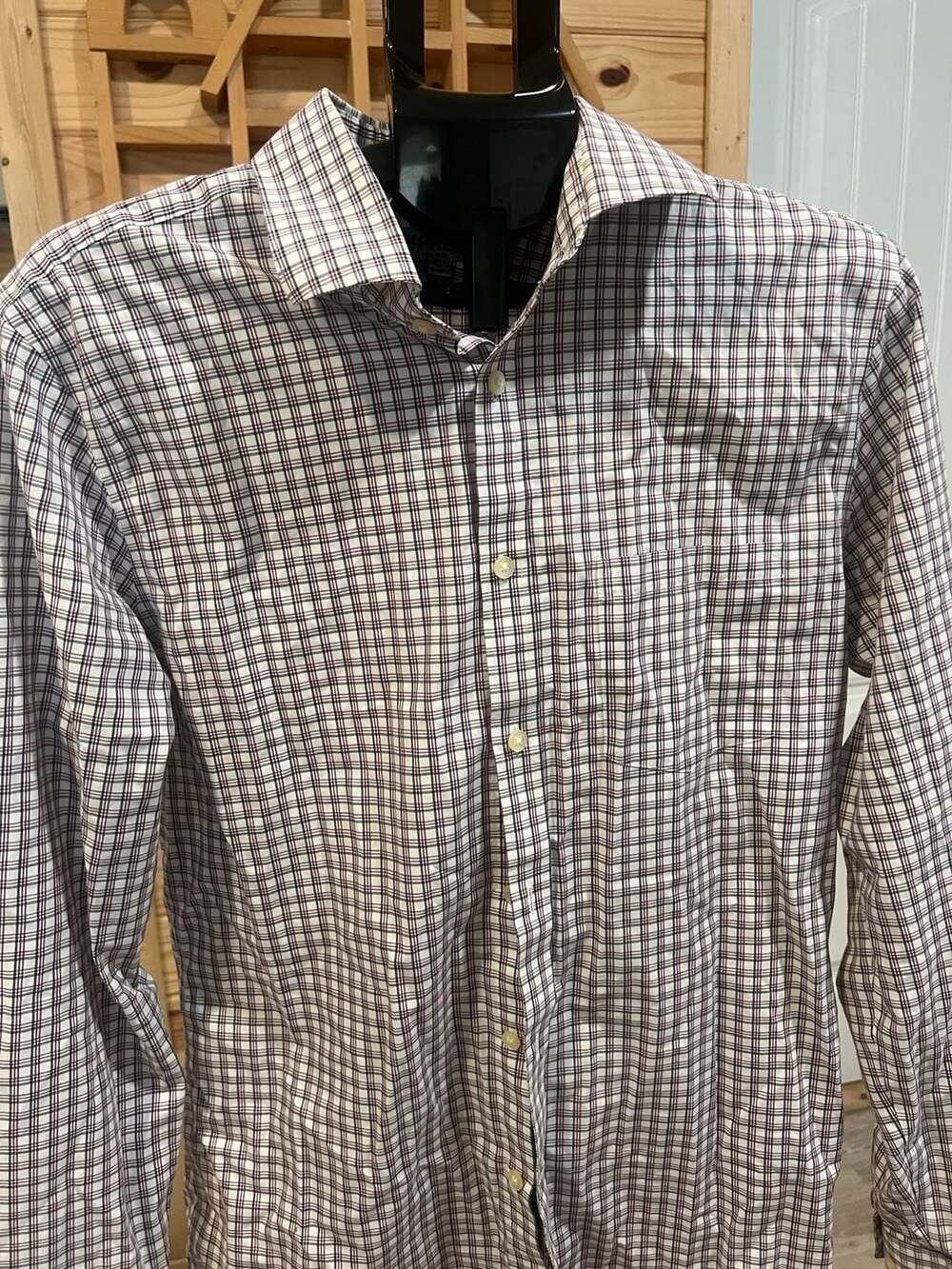 Express Non-Iron Fitted Plaid Dress Shirt Size 15-15.5 M
